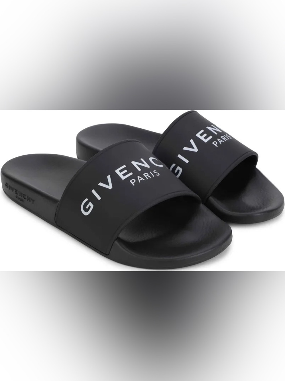 Givenchy Black Slide Sandals with White Logo